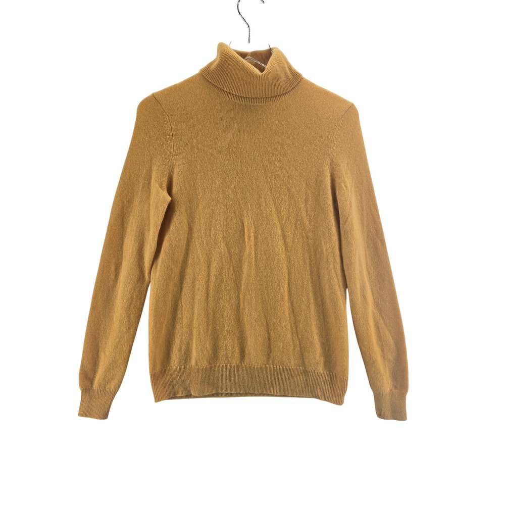 C by Bloomingdales Cashmere Turtleneck Sweater Mustard Yellow Womens Small S